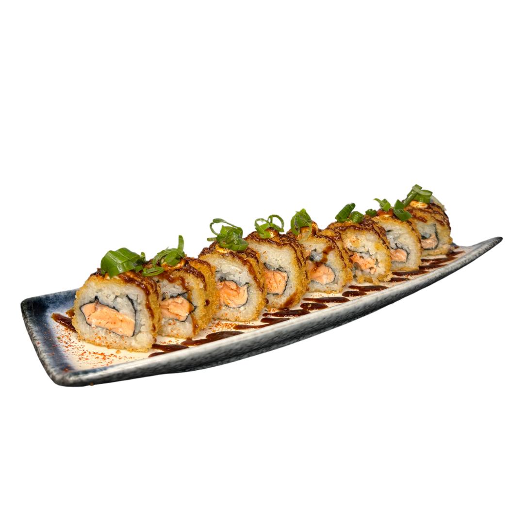 Fried spicy sake roll (8 stuks)